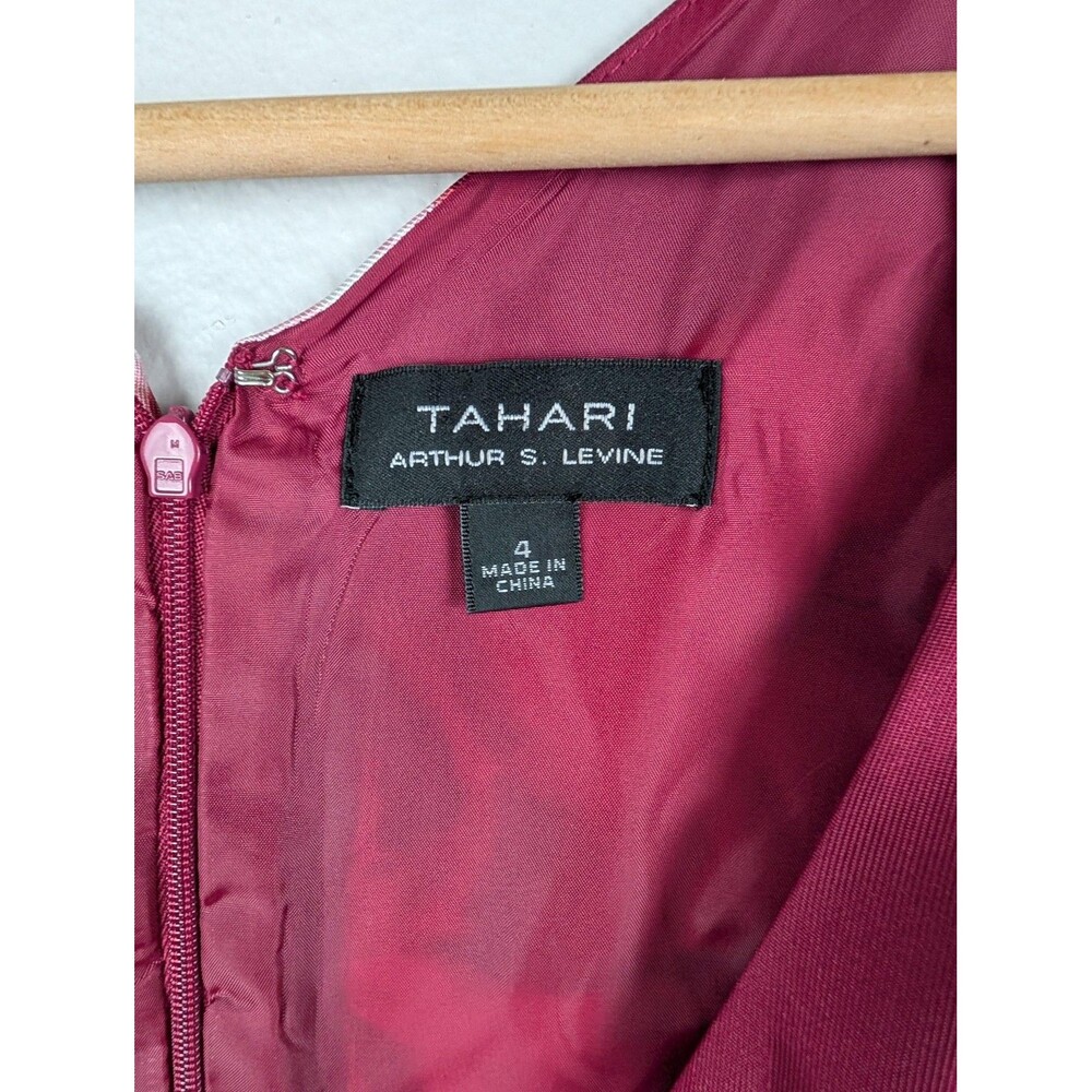 Tahari Arthur S Levine Dress Womens 4 Burgundy Floral High Low Sleeveless Formal - Picture 5 of 9